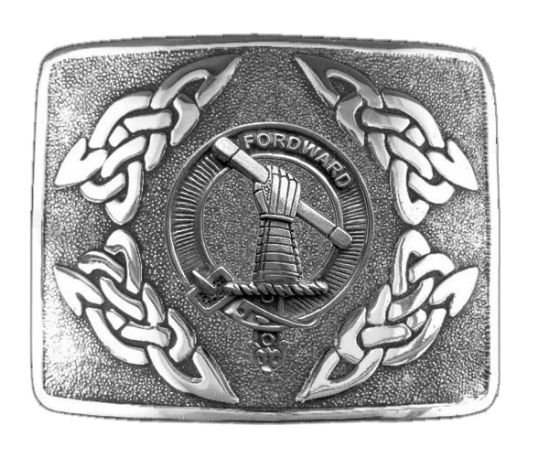 Image 1 of Balfour Clan Badge Interlace Mens Sterling Silver Kilt Belt Buckle