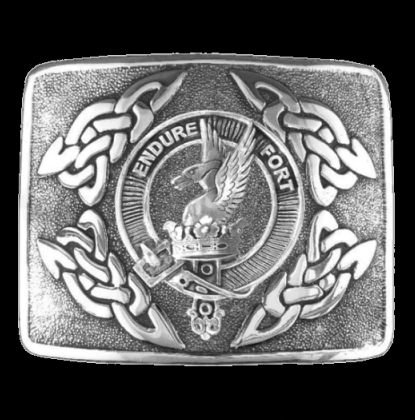 Image 0 of Lindsay Clan Badge Interlace Mens Sterling Silver Kilt Belt Buckle