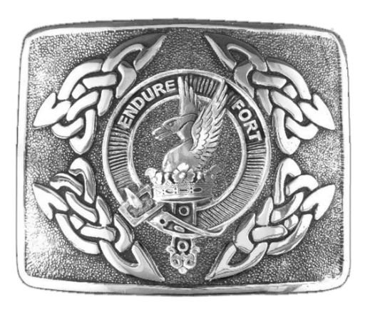 Image 1 of Lindsay Clan Badge Interlace Mens Sterling Silver Kilt Belt Buckle