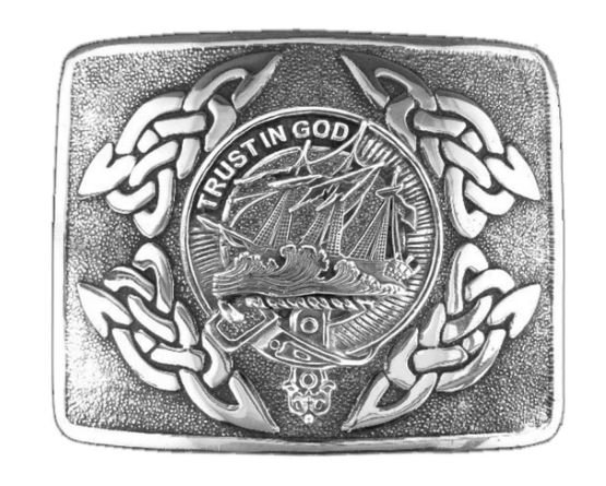 Image 1 of Harkness Clan Badge Interlace Mens Sterling Silver Kilt Belt Buckle