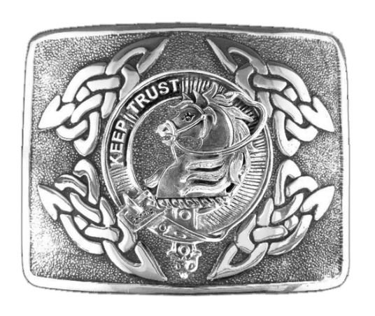 Image 1 of Hepburn Clan Badge Interlace Mens Sterling Silver Kilt Belt Buckle