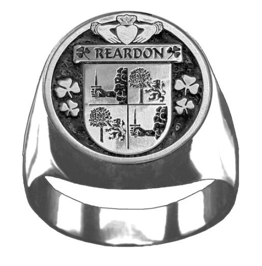 Image 1 of Reardon Irish Coat Of Arms Family Crest Mens Sterling Silver Ring