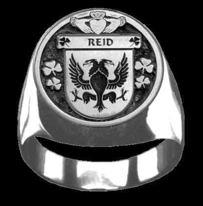 Image 0 of Reid Irish Coat Of Arms Family Crest Mens Sterling Silver Ring