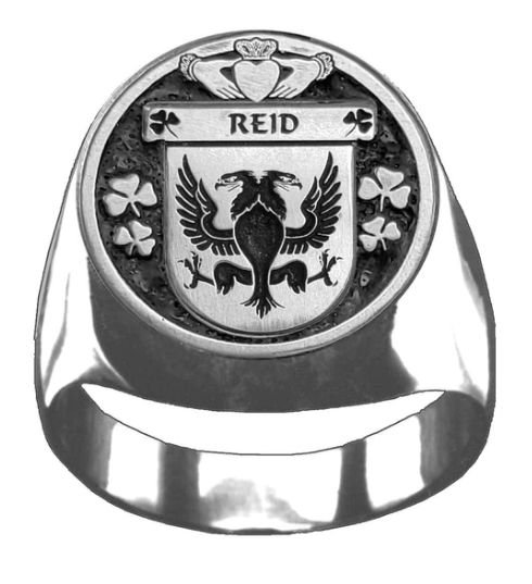 Image 1 of Reid Irish Coat Of Arms Family Crest Mens Sterling Silver Ring