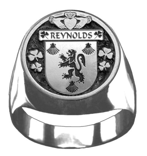 Image 1 of Reynolds Irish Coat Of Arms Family Crest Mens Sterling Silver Ring