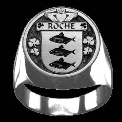 Image 0 of Roche Irish Coat Of Arms Family Crest Mens Sterling Silver Ring