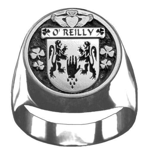 Image 1 of OReilly Irish Coat Of Arms Family Crest Mens Sterling Silver Ring