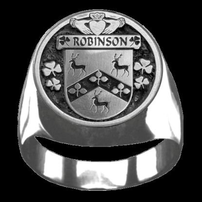 Image 0 of Robinson Irish Coat Of Arms Family Crest Mens Sterling Silver Ring