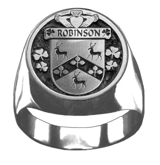 Image 1 of Robinson Irish Coat Of Arms Family Crest Mens Sterling Silver Ring