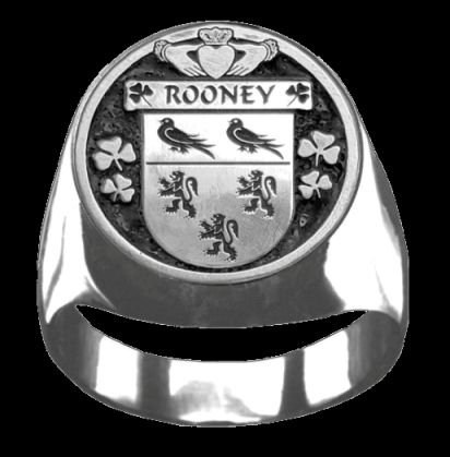 Image 0 of Rooney Irish Coat Of Arms Family Crest Mens Sterling Silver Ring