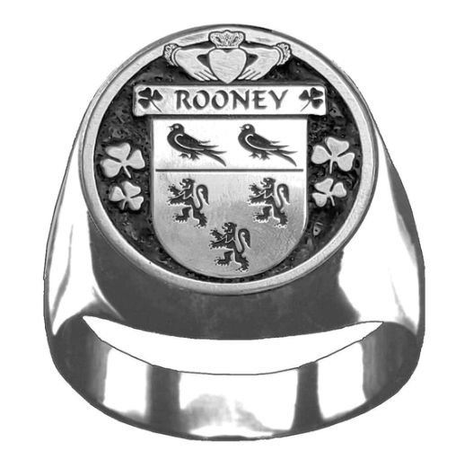 Image 1 of Rooney Irish Coat Of Arms Family Crest Mens Sterling Silver Ring