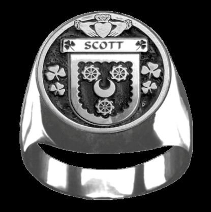 Image 0 of Scott Irish Coat Of Arms Family Crest Mens Sterling Silver Ring