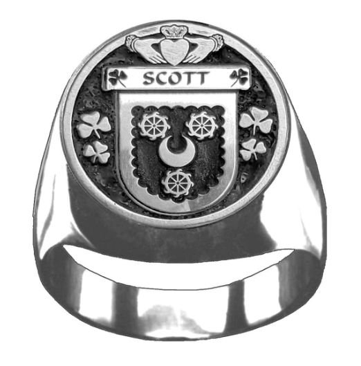 Image 1 of Scott Irish Coat Of Arms Family Crest Mens Sterling Silver Ring