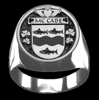 Image 0 of McCabe Irish Coat Of Arms Family Crest Mens Sterling Silver Ring