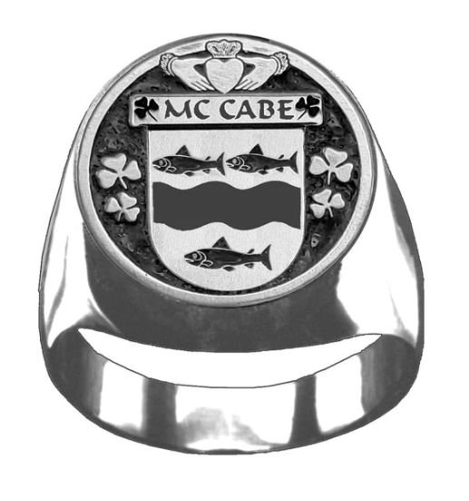 Image 1 of McCabe Irish Coat Of Arms Family Crest Mens Sterling Silver Ring