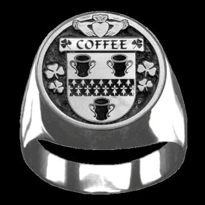Image 0 of Coffee Irish Coat Of Arms Family Crest Mens Sterling Silver Ring
