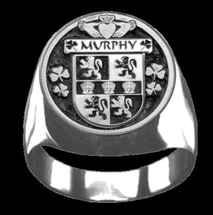 Murphy Irish Coat Of Arms Family Crest Mens Sterling Silver Ring