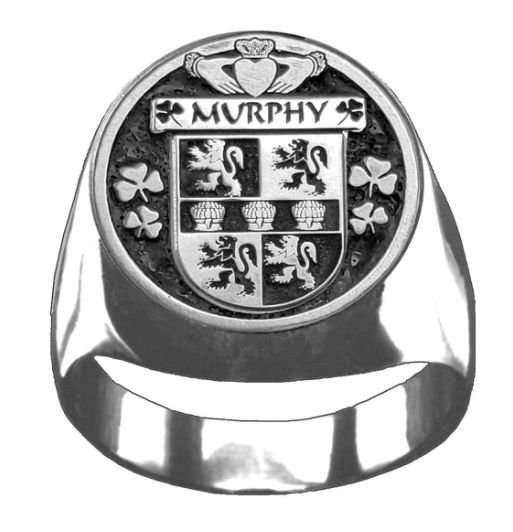 Image 1 of Murphy Irish Coat Of Arms Family Crest Mens Sterling Silver Ring
