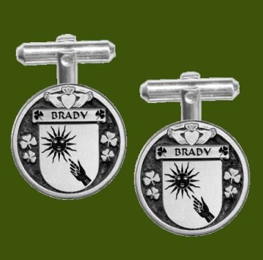 Image 0 of Brady Irish Coat Of Arms Claddagh Stylish Pewter Family Crest Cufflinks