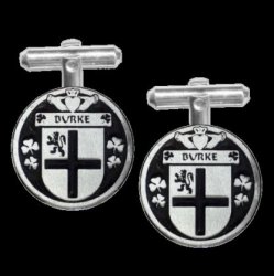 Burke Irish Coat Of Arms Claddagh Sterling Silver Family Crest Cufflinks