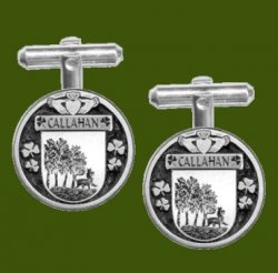 Callahan Irish Coat Of Arms Claddagh Stylish Pewter Family Crest Cufflinks