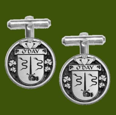 Image 0 of ODay Irish Coat Of Arms Claddagh Stylish Pewter Family Crest Cufflinks