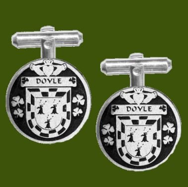 Image 0 of Doyle Irish Coat Of Arms Claddagh Stylish Pewter Family Crest Cufflinks