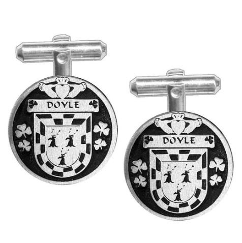 Image 1 of Doyle Irish Coat Of Arms Claddagh Stylish Pewter Family Crest Cufflinks
