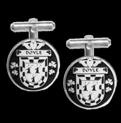 Image 0 of Doyle Irish Coat Of Arms Claddagh Sterling Silver Family Crest Cufflinks