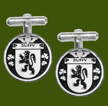 Image 0 of Duffy Irish Coat Of Arms Claddagh Stylish Pewter Family Crest Cufflinks