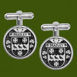 Bradley Irish Coat Of Arms Claddagh Stylish Pewter Family Crest Cufflinks