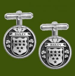 Bailey Irish Coat Of Arms Claddagh Stylish Pewter Family Crest Cufflinks