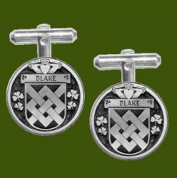Blake Irish Coat Of Arms Claddagh Stylish Pewter Family Crest Cufflinks