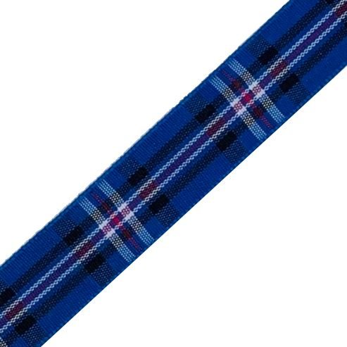 Image 1 of Glasgow Rangers Plaid Polyester Fabric Tartan Ribbon 16mm x 3 metres