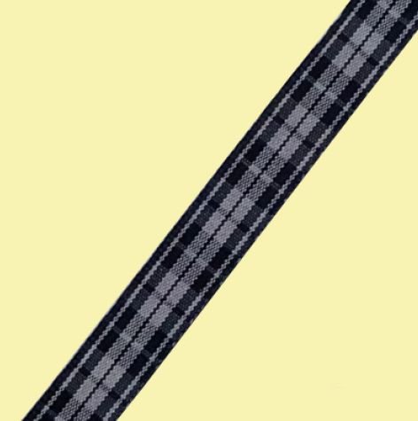 Image 0 of Highland Grey And Black Plaid Polyester Fabric Tartan Ribbon 10mm x 3 metres