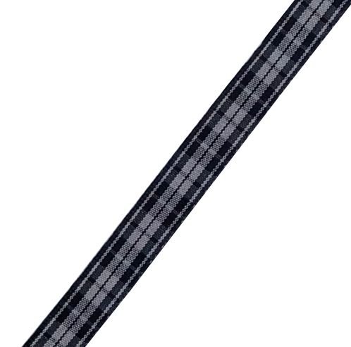 Image 1 of Highland Grey And Black Plaid Polyester Fabric Tartan Ribbon 10mm x 3 metres