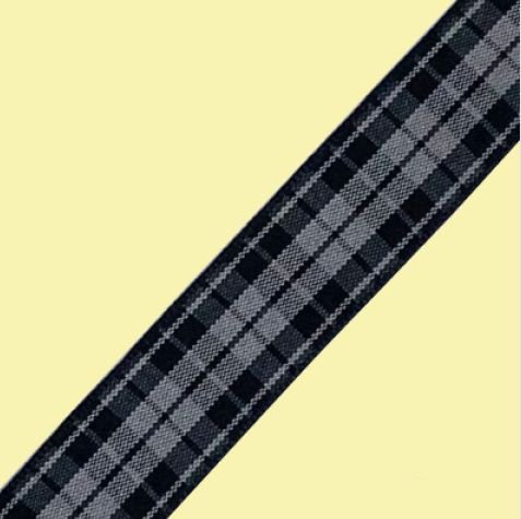 Image 0 of Highland Grey And Black Plaid Polyester Fabric Tartan Ribbon 16mm x 3 metres