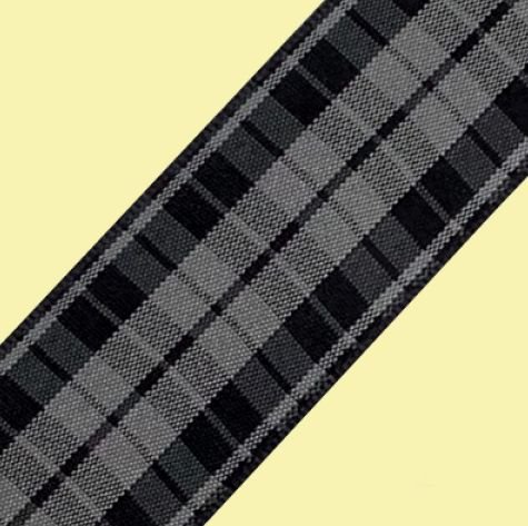 Image 0 of Highland Grey and Black Plaid Polyester Fabric Tartan Ribbon 25mm x 3 metres