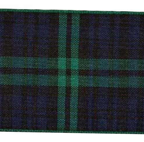 Image 1 of Black Watch Modern Plaid Polyester Fabric Tartan Ribbon 70mm x 1 metre