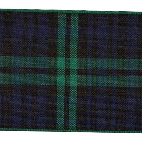 Image 1 of Black Watch Modern Plaid Polyester Fabric Tartan Ribbon 70mm x 5 metres