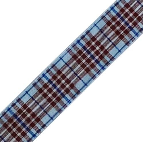 Image 1 of Blueberry Plaid Polyester Fabric Tartan Ribbon 25mm x 1 metre
