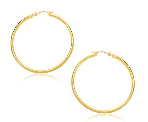 Image 1 of 14K Yellow Gold Classic Simple 30mm Circle Hoop Earrings 