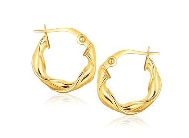 Image 1 of 14K Yellow Gold Classic Twisted Circle Hoop Earrings 