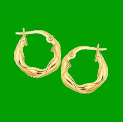 14K Yellow Gold Classic Twisted Circle Hoop Earrings 