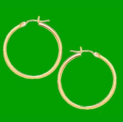Image 0 of 14K Yellow Gold Classic Simple 25mm Circle Hoop Earrings 