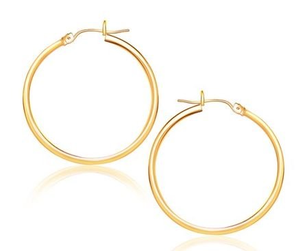 Image 1 of 14K Yellow Gold Classic Simple 25mm Circle Hoop Earrings 