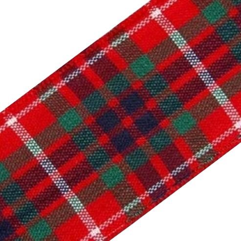 Image 1 of Fraser Modern Plaid Polyester Fabric Tartan Ribbon 25mm x 3 metres