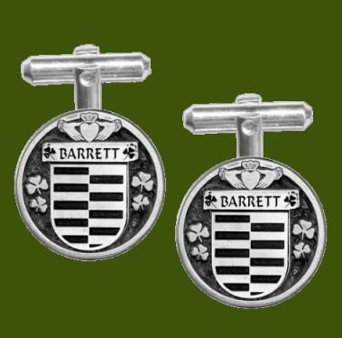 Image 0 of Barrett Irish Coat Of Arms Claddagh Stylish Pewter Family Crest Cufflinks