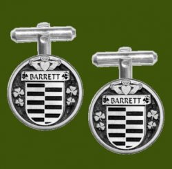 Barrett Irish Coat Of Arms Claddagh Stylish Pewter Family Crest Cufflinks