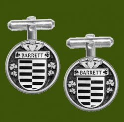 Barrett Irish Coat Of Arms Claddagh Stylish Pewter Family Crest Cufflinks